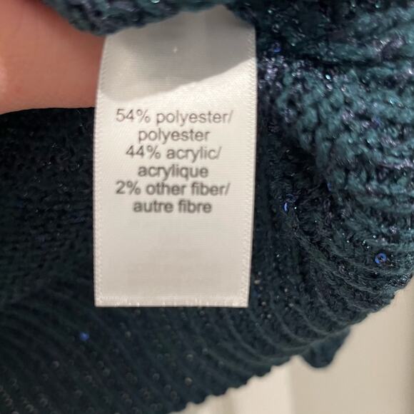 Maurices Women's Teal Sequin Pointelle Tunic Pullover Sweater Sz XS - Picture 9 of 9